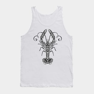 Black and White Print of Exotic Langoustine Tank Top